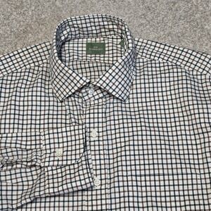 Sid Mashburn Mens Button Front Dress Shirt Check Plaid Cotton Long Sleeve Size L